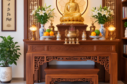 Bàn thờ Phật tại gia gồm những gì? Cách bài trí đầy đủ, trang nghiêm